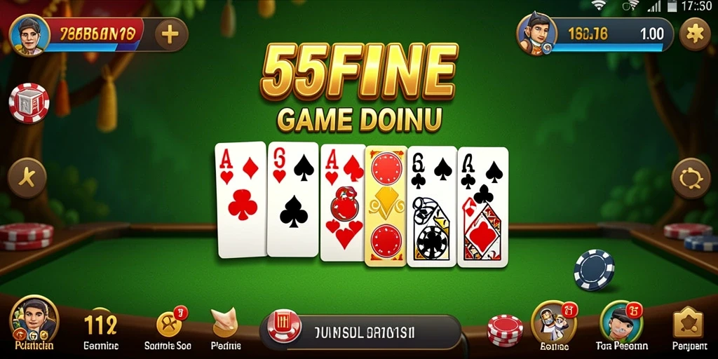 Screenshot utama <strong>55FIVE</strong> menampilkan gameplay Domino yang menarik dan interaktif.