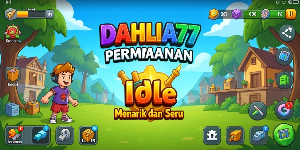 Tampilan indah taman dalam game Idle DAHLIA77.