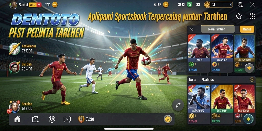 Screenshot gameplay DENTOTO menampilkan taruhan langsung pada pertandingan.