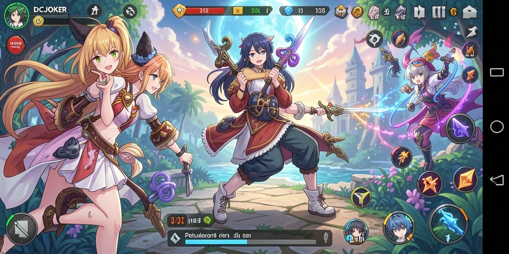 Tangkapan layar dari gameplay IDCJOKER yang memikat dengan karakter anime yang ceria.