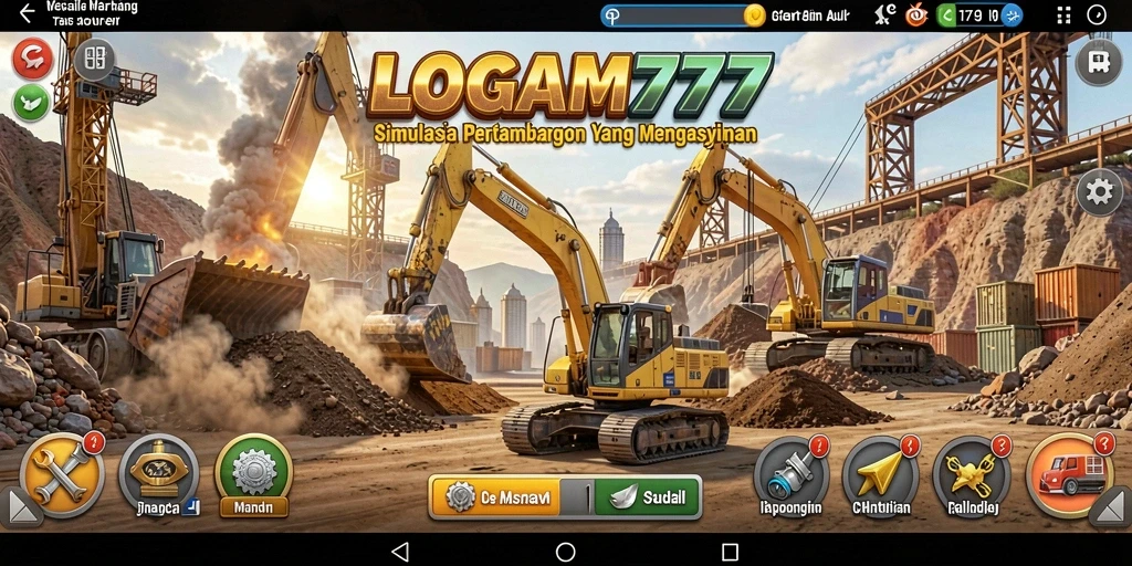 Tampilan gameplay LOGAM777 dengan elemen pertambangan yang menarik.