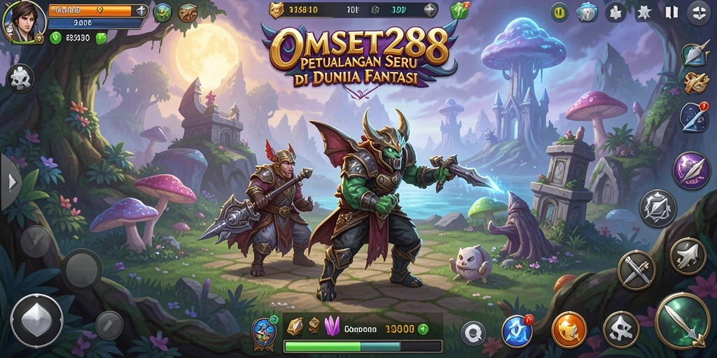 Screenshot gameplay OMSET288 yang menunjukkan petualangan seru di dunia fantasi.