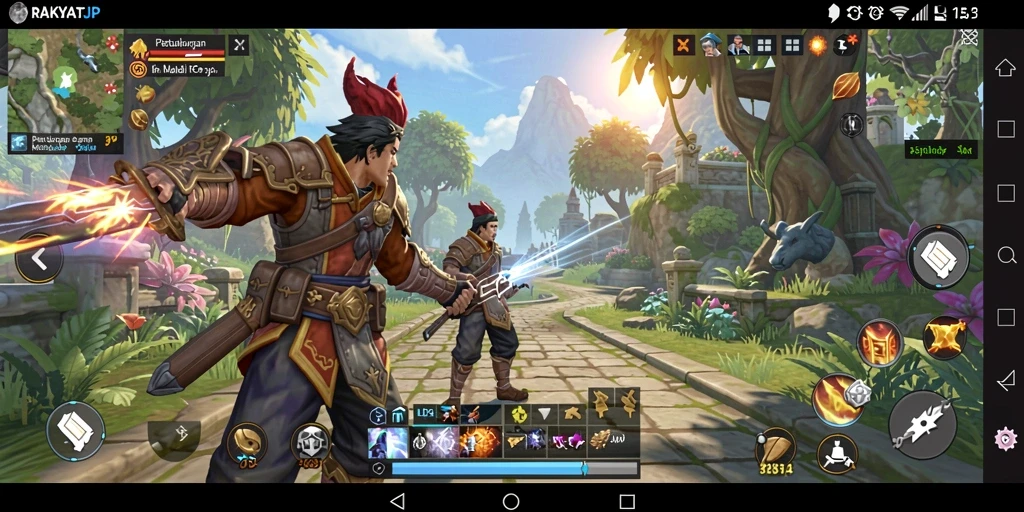Screenshot RAKYATJP menampilkan aksi seru dalam pertarungan RPG.