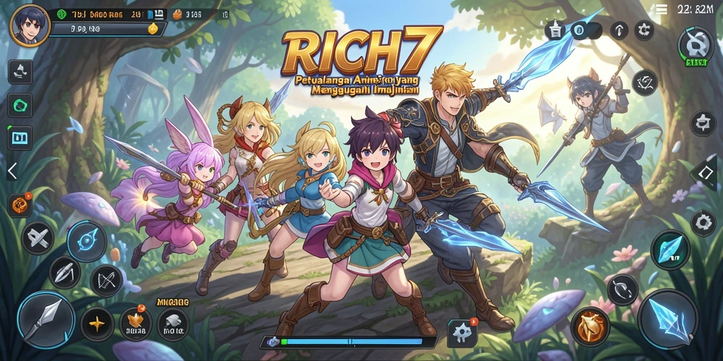 Tampilan gameplay <strong>RICH7</strong> yang penuh warna dan dinamis.