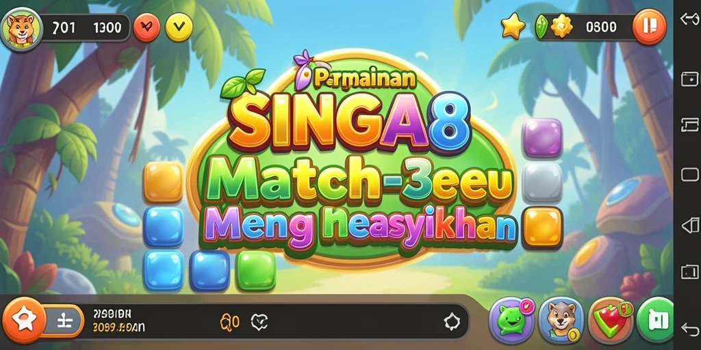 Tangkapan layar SINGA8 menampilkan gameplay seru dalam permainan Match-3.