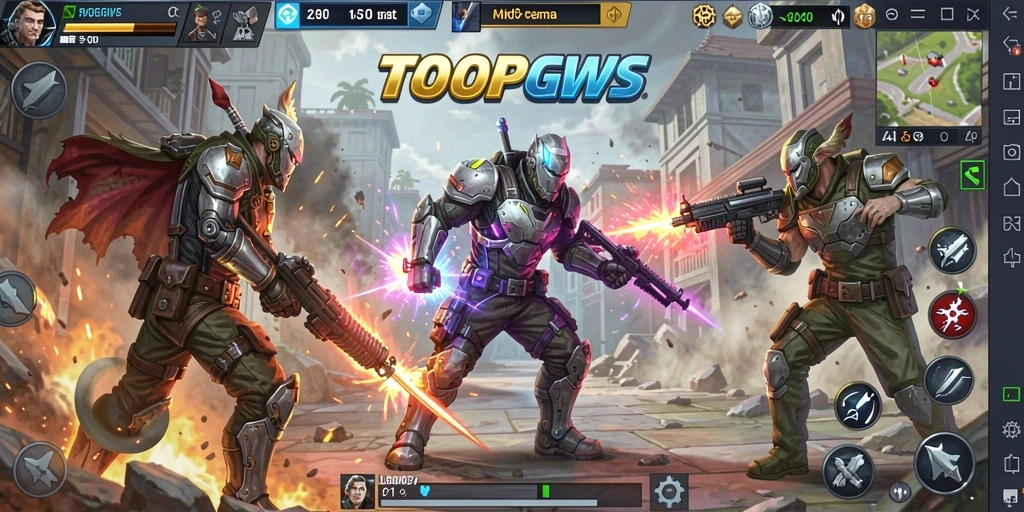 Screenshot gameplay TOOPGWS menampilkan pertarungan mendebarkan antar karakter.